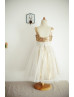 Gold Sequin Ivory Tulle Rustic Flower Girl Dress
